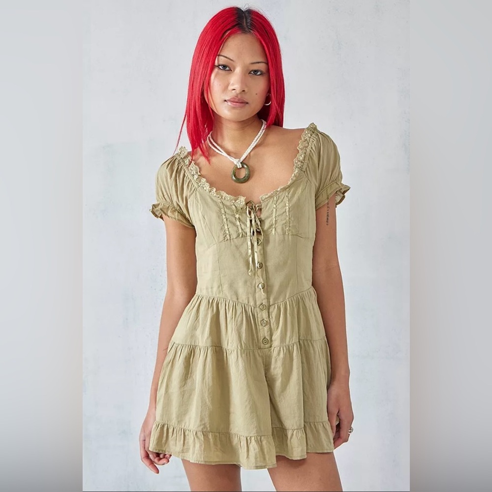 BDG Lily Khaki Prairie Playsuit romper